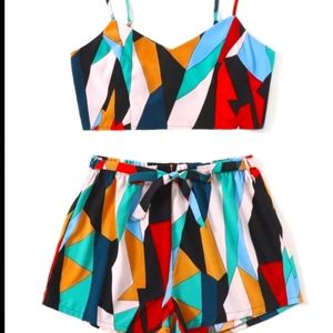 NWOT SHEIN Woman's 2pc Crop Top Short Set 0X (12)